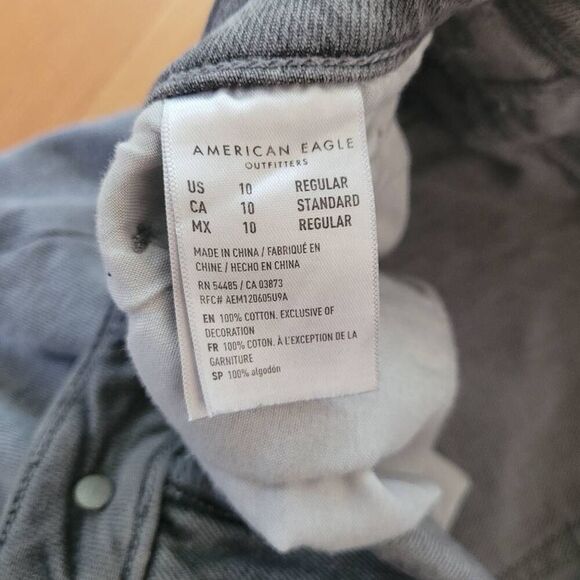 American Eagle mom jeans grey distressed comfort stretch waistband grunge - Picture 11 of 13